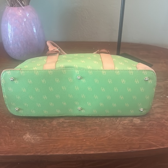 Dooney & Bourke Lime Green Coated Canvas Signature Print Satchel - Picture 9 of 16